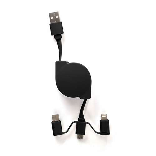 Câbles - Câble USB rétractable 3 en 1 publicitaire | Livoo - Pandacola
