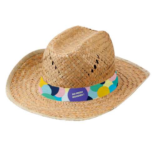 Chapeaux - Chapeau de paille personnalisé avec bandeau en sublimation - Bull - Pandacola