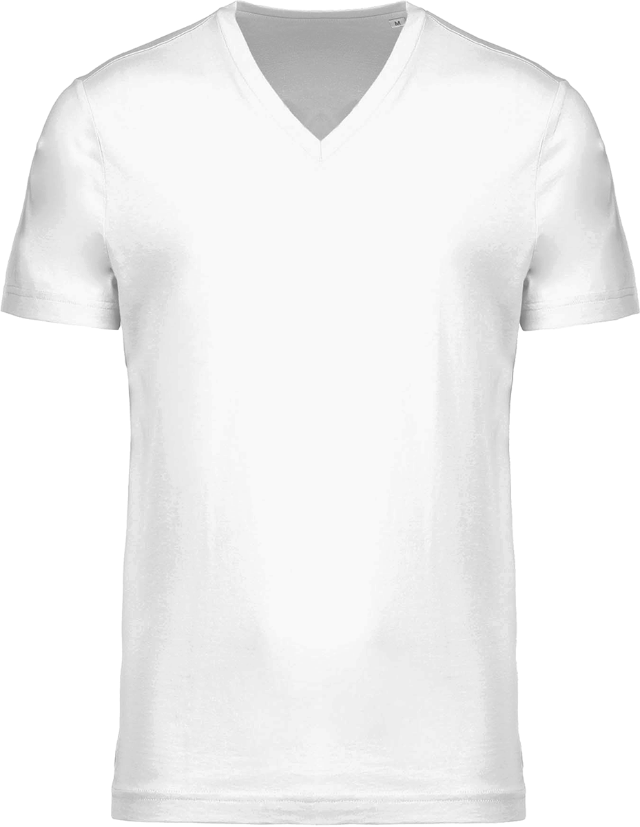 Tee-shirt Blanc Col V Coton Bio personnalisé – POP ART DESIGN