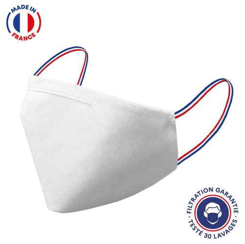 Masques de protection - Masque UNS1 personnalisable lavable 30 fois forme ninja made in France - Elastiques Bleu Blanc Rouge - Pandacola