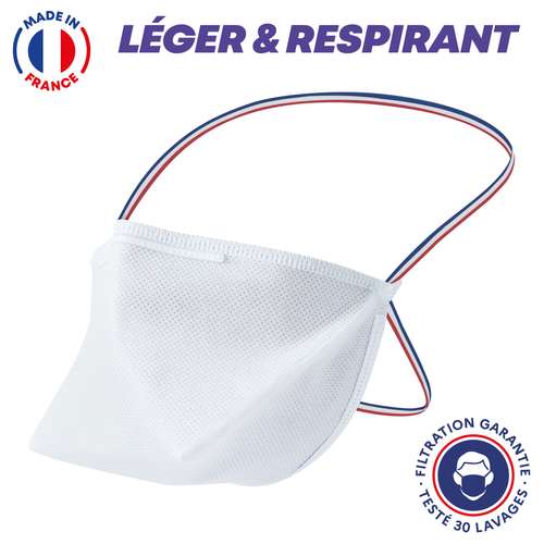 Masques de protection - Masque UNS1 personnalisable lavable 30 fois bec de canard made in France - Elastiques Bleu Blanc Rouge - Pandacola