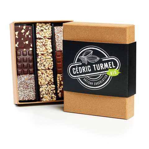 Boîtes de chocolat - Coffret de mini-tablettes au chocolat 150g - Kraft - Pandacola