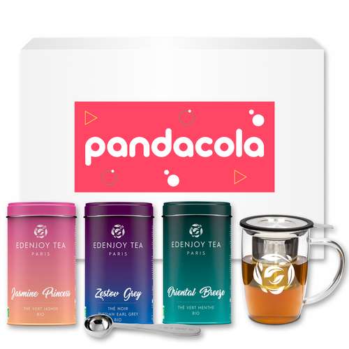 Thés - Coffret personnalisable composé de 3 boites de thé et d'un mug - Pandacola