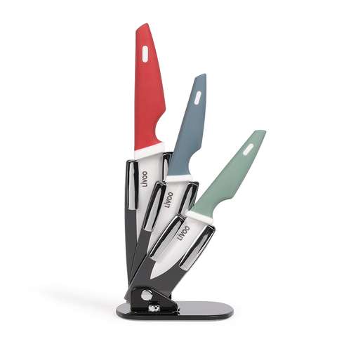 Couteaux de cuisine - Bloc 3 couteaux céramique avec support - Pandacola