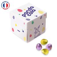 Boîte tulipe personnalisée de 10 œufs de Pâques au chocolat au choix - Made in France - Pandacola
