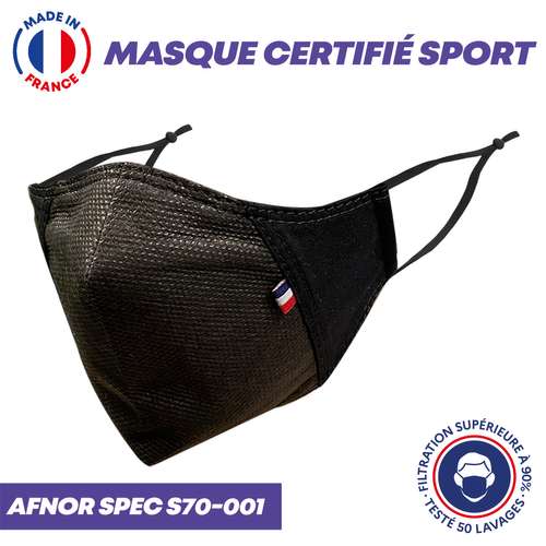 Masques de protection - UNS1 certifié sport 50 lavages bi matière - Masque grand public réglable à filtration garantie supérieure à 99% - Made in France - Pandacola