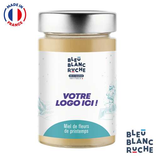 Pots de miel - Pot de 250g de miel fleurs de printemps français personnalisable | Bleu Blanc Ruche - Pandacola