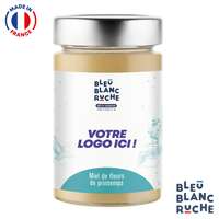 Pot de 250g de miel fleurs de printemps français personnalisable | Bleu Blanc Ruche - Pandacola