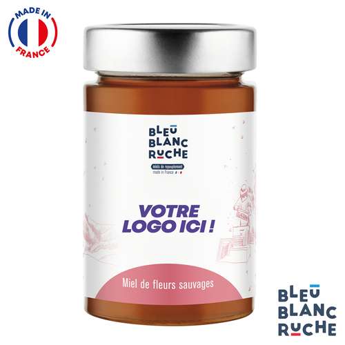 Pots de miel - Pot de 250g de miel fleurs sauvages français personnalisable | Bleu Blanc Ruche - Pandacola