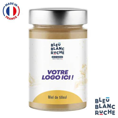 Pots de miel - Pot de 250g de miel de tilleul français personnalisable | Bleu Blanc Ruche - Pandacola