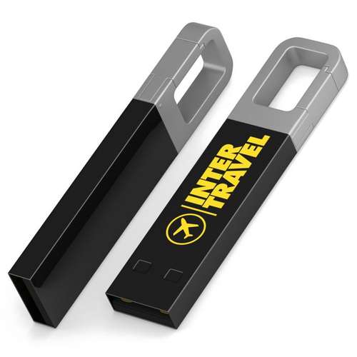 Clés usb classiques - Clé USB publicitaire avec porte-clés mousqueton - Iron Hook Color - Pandacola
