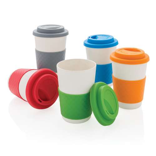 Tasses à café - Mug publicitaire 270 ml en fibre naturelles avec silicone antidérapant - Natumug - Pandacola