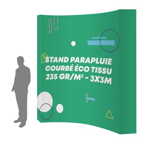Stands parapluie - Stand parapluie publicitaire courbé tissu polyester 235 gr/m² - Dalol 3x3 m - Pandacola