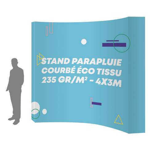 Stands parapluie - Stand parapluie publicitaire courbé tissu polyester 235 gr/m² - Dalol 4x3 m - Pandacola
