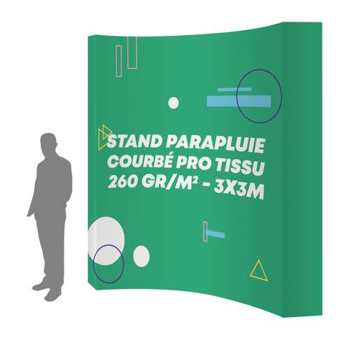 Stands parapluie - Stand parapluie promotionnel pro courbé tissu polyester 260 gr/m² - Dumba 3x3 m - Pandacola