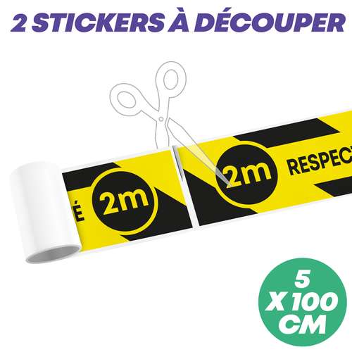 Stickers pour le sol - Sticker de sol "respectez la distance de sécurité" à découper 100x5 cm - Andy - Pandacola