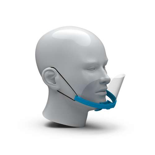Visières de protection - Ecran bucco-nasal personnalisable bleu clair et transparent confortable - Gastronomie - Pandacola