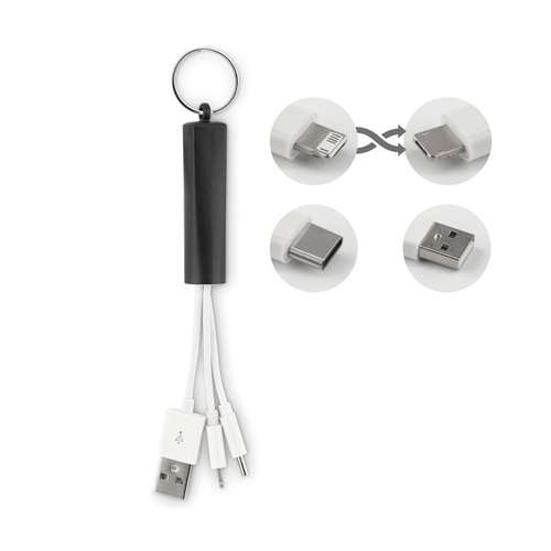 Porte-clés multifonctions - Porte-clés publicitaire avec câble de charge USB-A/Micro-B et type C - Dub - Pandacola