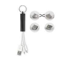 Porte-clés publicitaire avec câble de charge USB-A/Micro-B et type C - Dub - Pandacola