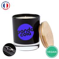 Bougie bijou naturelle personnalisable 100% Française 200g couvercle en bambou  | Cyor - Pandacola