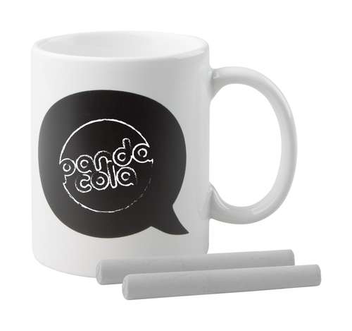 Mugs - Mug personnalisable en céramique avec une ardoise et deux craies d'une capacité de 300 ml - Comic - Pandacola