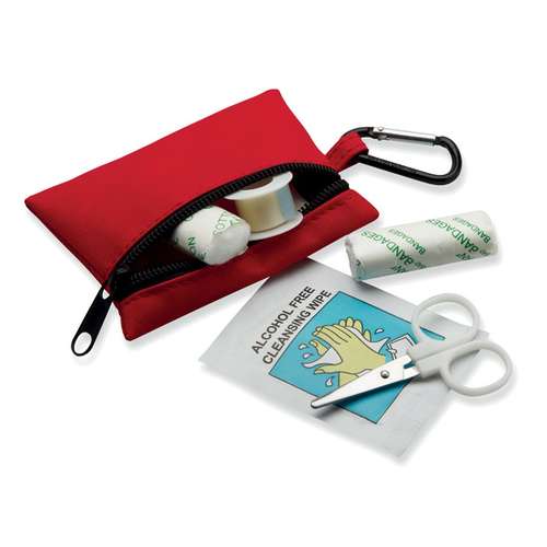 Trousses et kits de secours - Trousse de premiers secours publicitaire avec mousqueton - Minidoc - Pandacola