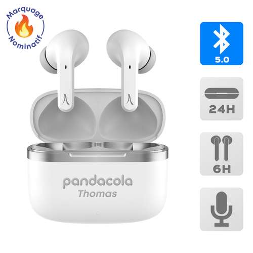 Ecouteurs - Ecouteurs bluetooth avec boitier de rechargement personnalisable - avec prénom| Akashi - Pandacola