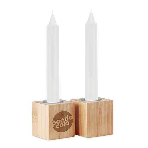 Bougies non parfumée - Bougeoirs publicitaires en bambou - Luce - Pandacola