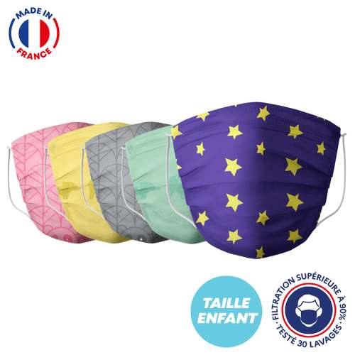 Masques de protection - UNS1 30 lavages enfant made in France - Masque grand public à filtration garantie supérieure à 95% - A motifs |Barral - Pandacola