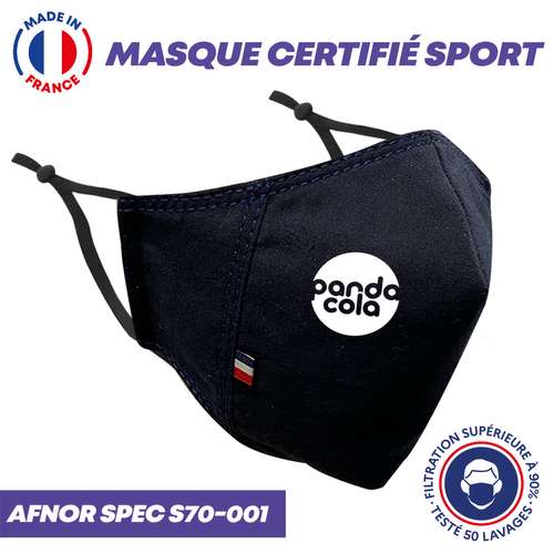 Masques de protection - UNS1 certifié sport 50 lavages ultra respirant - Masque grand public à filtration garantie supérieure à 99% - Elastiques réglables - Pandacola