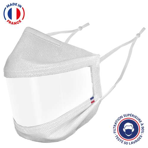 Masques de protection - UNS1 50 lavages - Masque transparent grand public à filtration garantie supérieure à 94% - Masque réglable made in France - Pandacola