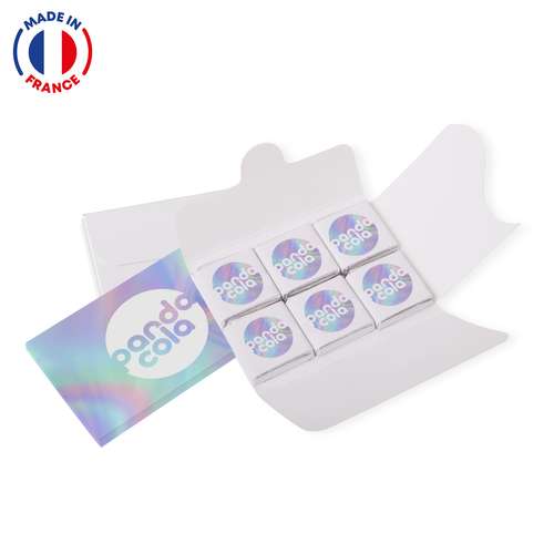 Boîtes de chocolat - Pochette de 6 carrés de chocolat au choix publicitaires - Made in France - Pandacola