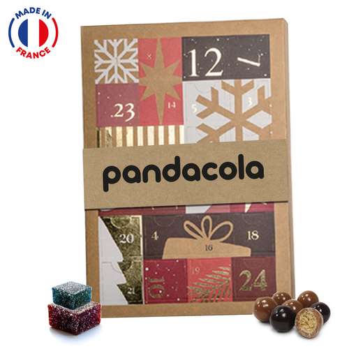 Calendrier de l'avent - Calendrier de l'avent en carton kraft personnalisé aux chocolats pralinés - Made in France - Pandacola