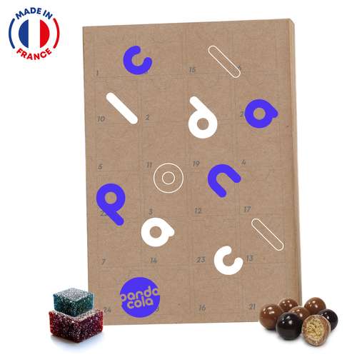 Calendrier de l'avent - Calendrier de l'avent totalement personnalisable en kraft garnis aux chocolats pralinés - Made in France - Pandacola
