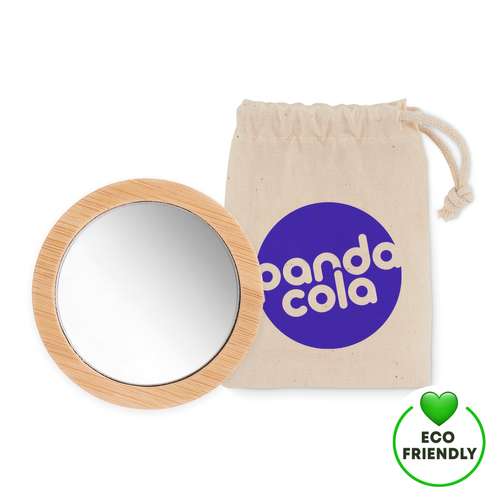 Miroirs de poche - Miroir de poche personnalisé en bambou avec pochette - Reflai - Pandacola