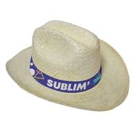 Chapeau de paille personnalisé avec bandeau cousu sublimation - Vaquero - Pandacola