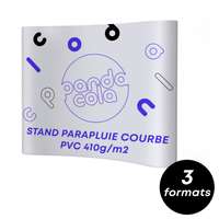 Stand parapluie publicitaire courbé en PVC polyester 410 gr/m² différentes tailles - Teba - Pandacola