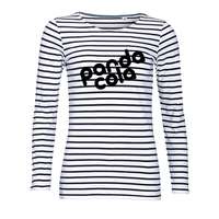 T-shirt publicitaire manche longues à rayures colorée en coton 150 gr/m² - Marine - Pandacola