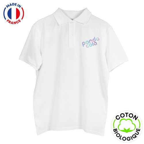 Polos - Polo unisexe personnalisable en coton biologique 220gr/m² - Made in France | Le Vestiaire ® - Albertin White - Pandacola