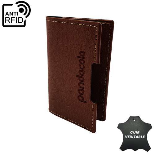 Porte-carte de crédit - Porte-cartes folio en cuir véritable personnalisable avec anti-RFID | Akashi® - Pandacola