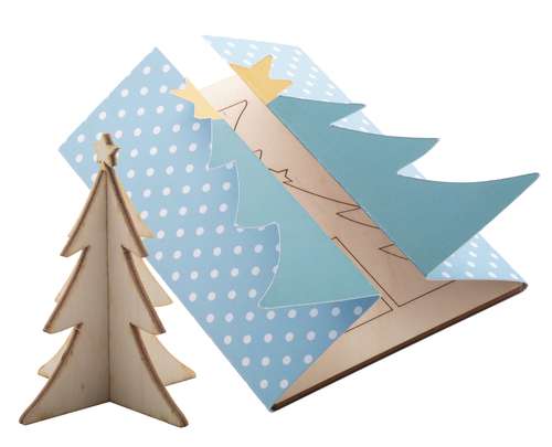 Autres décorations de Noël - Carte de vœux personnalisable avec un puzzle en bois sapin - Creax Plus - Pandacola