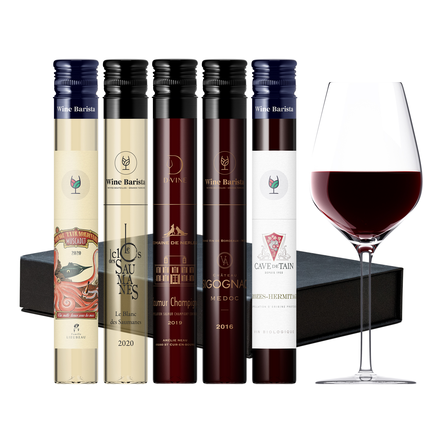 Coffret personnalisé de 5 flacons de vin 10 cL - Tour de France Découverte, Wine Barista®
