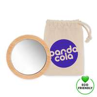 Miroir de poche personnalisé en bambou avec pochette - Reflai - Pandacola