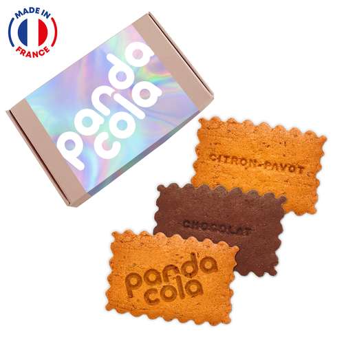 Autres biscuits sucrés - Coffret de 3 biscuits avec bandeau personnalisé - Made in France - Crocki mini coffret - Pandacola