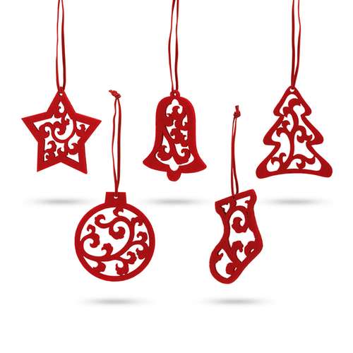 Autres décorations de Noël - Ensemble de 5 décorations de Noël personnalisable en feutrine - Feto - Pandacola