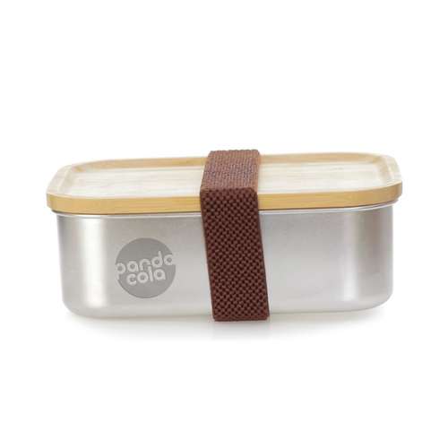 Lunch box/Bentos - Lunch box publicitaire acier inoxydable avec couvercle en bambou 600 ml - Sariul - Pandacola