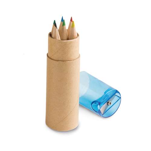 Crayons de couleur - Boîte de 6 crayons de couleur publicitaire avec taille crayon - Andorre - Pandacola