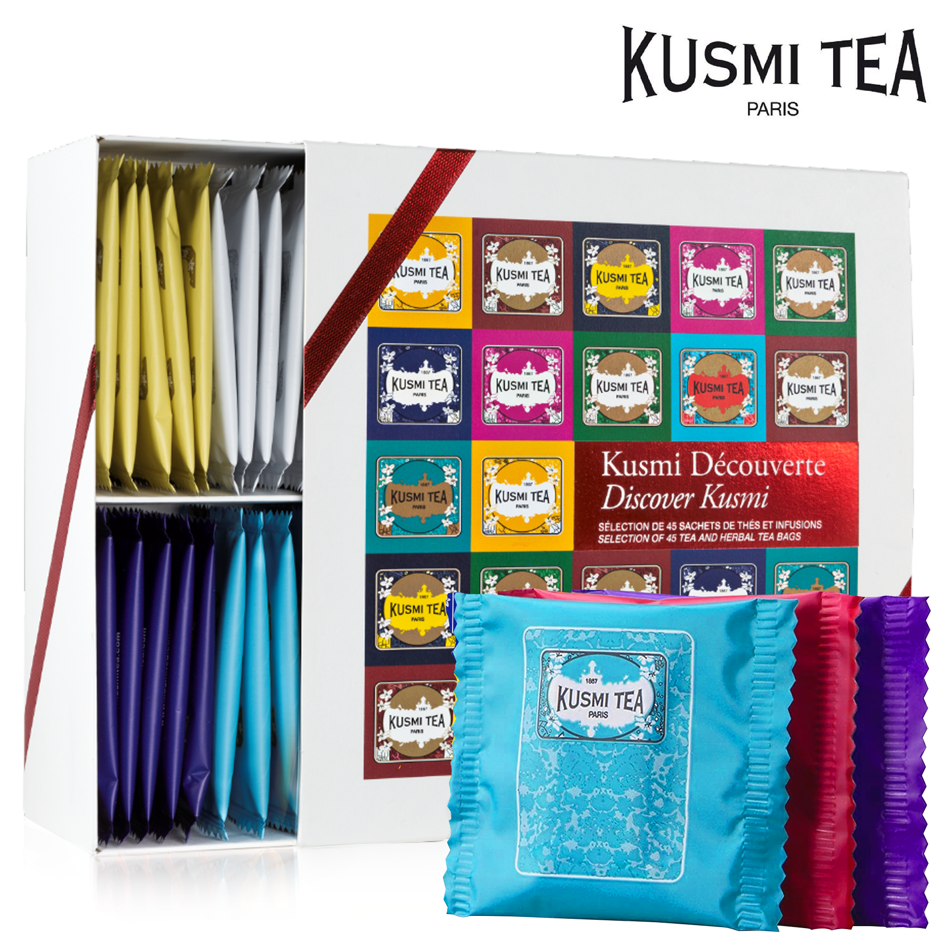 Coffret de 45 sachets de thés et infusions, Kusmi Tea Découverte