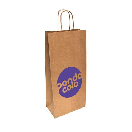 Sacs shopping - Impression Numérique - Sacs personnalisables papier kraft format bouteille - 120 gr/m² - Pandacola