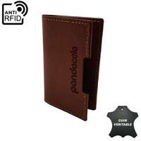 Porte-cartes folio en cuir véritable personnalisable avec anti-RFID | Akashi® - Pandacola